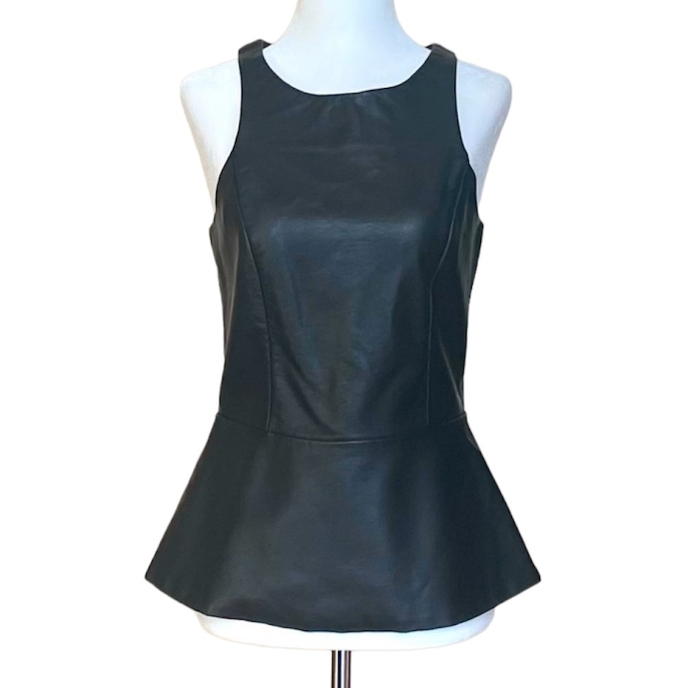 Express Vegan Leather Sleeveless Peplum Top